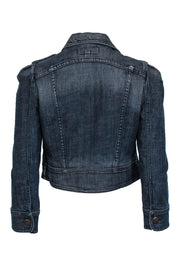 Current Boutique-Juicy Couture - Dark Wash Cropped Puff Sleeve Denim Jacket Sz M