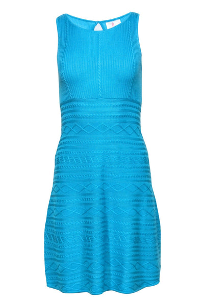 Current Boutique-Julie Brown - Turquoise Textured Knit A-Line Dress Sz M