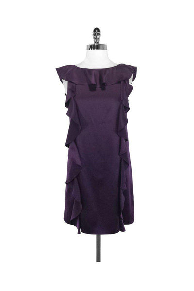 Current Boutique-Julie Haus - Purple Silk Ruffle Dress Sz 4