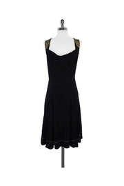 Current Boutique-Just Cavalli - Black & Gold Sleeveless Dress Sz 8