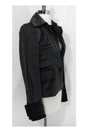 Current Boutique-Just Cavalli - Black & Grey Cotton Ruffle Jacket Sz 4