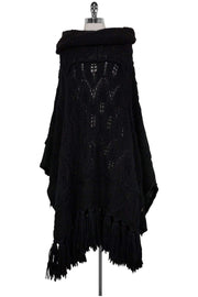 Current Boutique-Just Cavalli - Black Knit Poncho Sz OS
