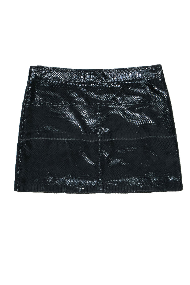 Current Boutique-Just Cavalli - Black Patent Leather Embossed Snakeskin Miniskirt Sz 10