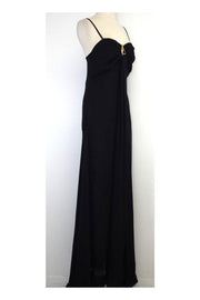 Current Boutique-Just Cavalli - Black Silk Spaghetti Strap Maxi Dress Sz 12