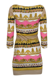 Current Boutique-Just Cavalli - Pink & Gold Long Sleeve Bodycon Dress