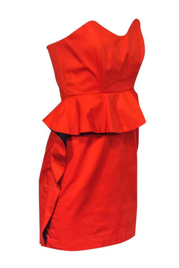 Current Boutique-Kage - Orange Strapless Mini Dress w/ Ruffles Sz M