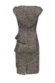 Current Boutique-Karen Millen - Beige & Black Tweed Sheath Dress w/ Ruffles Sz 6