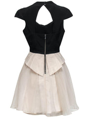 Current Boutique-Karen Millen - Black & Beige Fit & Flare Dress w/ Ruffle Design Sz 4