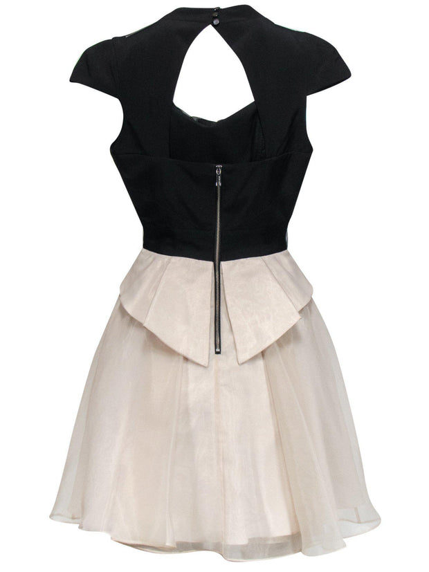 Current Boutique-Karen Millen - Black & Beige Fit & Flare Dress w/ Ruffle Design Sz 4