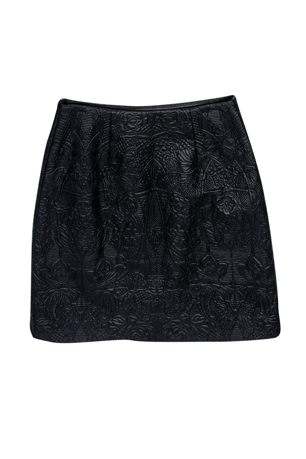 Current Boutique-Karen Millen - Black Brocade Textured Miniskirt Sz 2