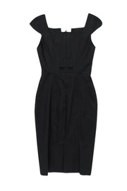 Current Boutique-Karen Millen - Black Cotton Sheath Dress w/ Fanned Pleated Bodice Sz 2