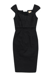 Current Boutique-Karen Millen - Black Cotton Sheath Dress w/ Fanned Pleated Bodice Sz 2