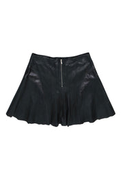 Current Boutique-Karen Millen - Black Flared Leather Mini Skirt w/ Perforated Accents Sz 10