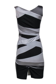 Current Boutique-Karen Millen - Black & Gray Striped Satin Bodycon Dress Sz 2