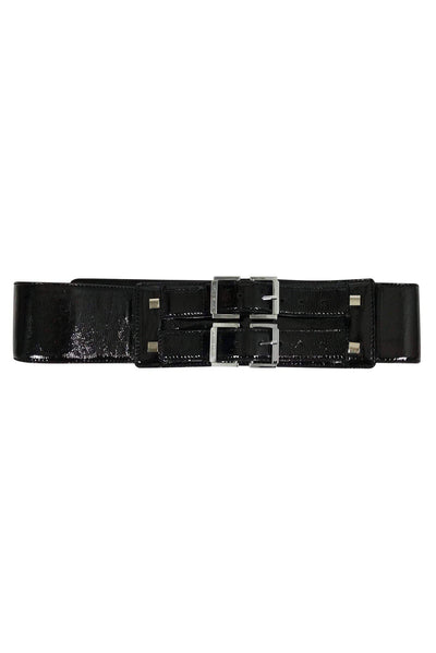 Current Boutique-Karen Millen - Black Patent Leather Belt Sz L
