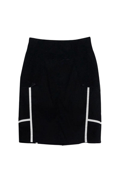 Current Boutique-Karen Millen - Black Pencil Skirt w/ White Trim Sz 6