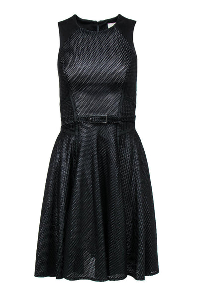 Current Boutique-Karen Millen - Black Sleeveless Textured Fit & Flare Dress w/ Belt Sz 2