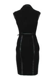 Current Boutique-Karen Millen - Black Tuxedo Collared Sheath Dress w/ Belt Sz 8