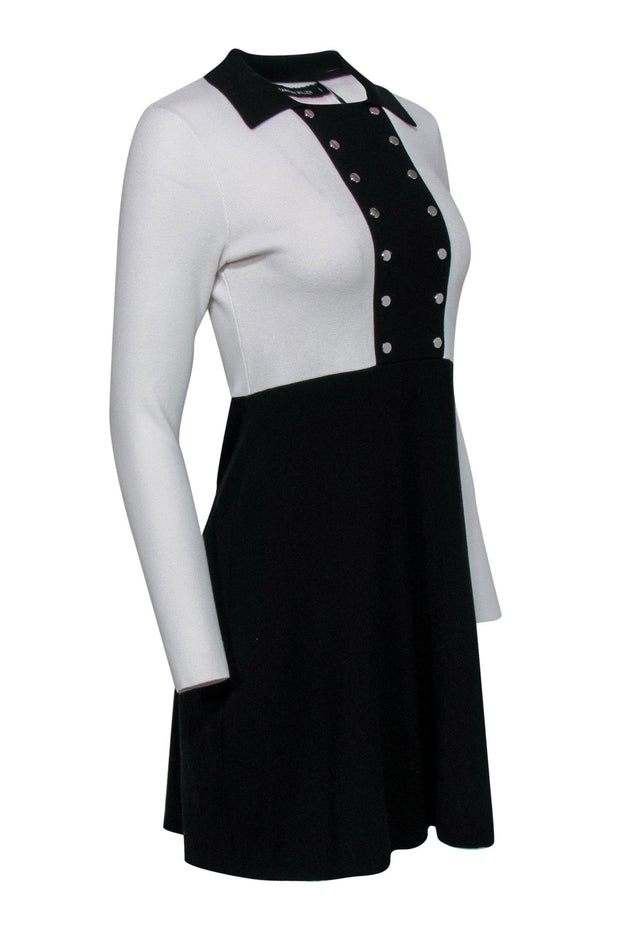 Current Boutique-Karen Millen - Black & White Collared Fitted Dress w/ Studs Sz S