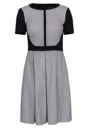 Current Boutique-Karen Millen - Black & White Textured Pleated A-Line Dress Sz 6