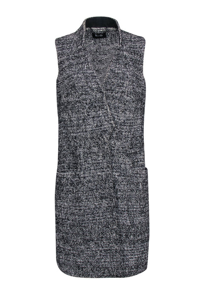 Current Boutique-Karen Millen - Black & White Tweed Longline Vest Sz 6