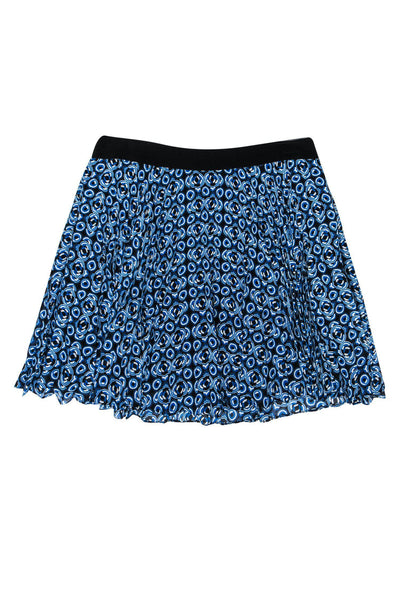 Current Boutique-Karen Millen - Blue & Black Pleated Circle Pattern Skirt Sz 10