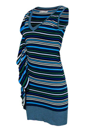 Current Boutique-Karen Millen - Blue & Purple Striped Knit Dress w/ Ruffles Sz L