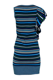 Current Boutique-Karen Millen - Blue & Purple Striped Knit Dress w/ Ruffles Sz L
