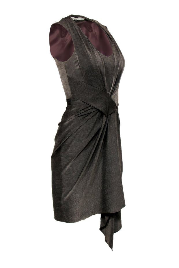 Current Boutique-Karen Millen - Bronze Ruched Plunge Dress Sz 4