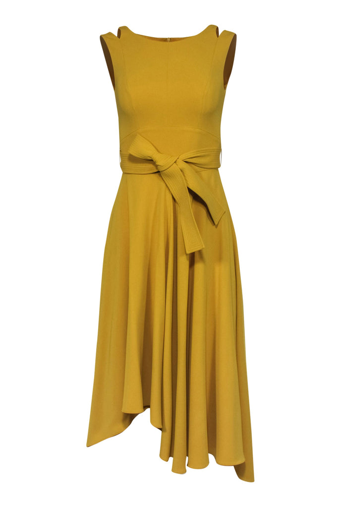 Karen Millen - Canary Yellow Belted High-Low Midi Dress w/ – Current Boutique