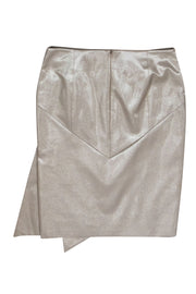 Current Boutique-Karen Millen - Champagne Sparkly Pleated Pencil Skirt w/ Flounce Sz 8