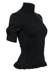 Current Boutique-Karen Millen - Dark Grey Short Sleeve Turtleneck Sweater Sz XS