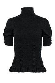Current Boutique-Karen Millen - Dark Grey Short Sleeve Turtleneck Sweater Sz XS