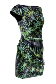 Current Boutique-Karen Millen - Green & Purple Print Sleeveless Cowl Neck Sleevess Dress Sz 6