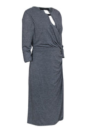 Current Boutique-Karen Millen - Heather Gray Draped Sheath Dress w/ Leather Trim Sz 10