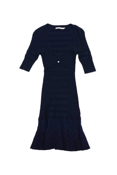 Current Boutique-Karen Millen - Navy 3/4 Sleeve Ribbed Dress Sz 3