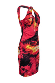 Current Boutique-Karen Millen - Pink, Red & Yellow Printed High Neck Sleeveless Dress Sz 8