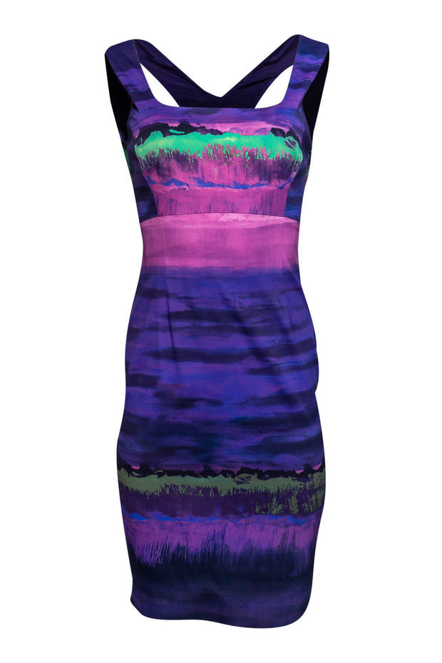 Current Boutique-Karen Millen - Purple Marbled Print Sheath Dress Sz 6