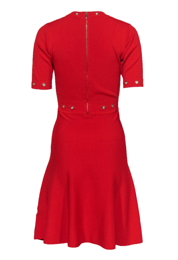 Current Boutique-Karen Millen - Red Knit Flared Dress w/ Grommets Sz S
