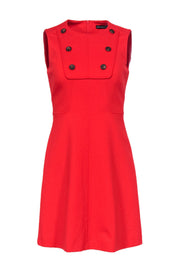 Current Boutique-Karen Millen - Red Sleeveless Sheath Dress w/ Buttons Sz 6