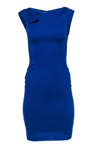 Current Boutique-Karen Millen - Royal Blue Sheath Dress w/ Folded Shoulder Design Sz 4