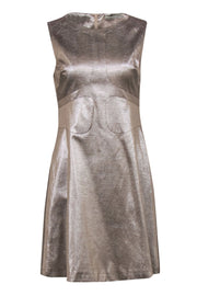 Current Boutique-Karen Millen - Silver Metallic Sleeveless Cocktail Dress Sz 10