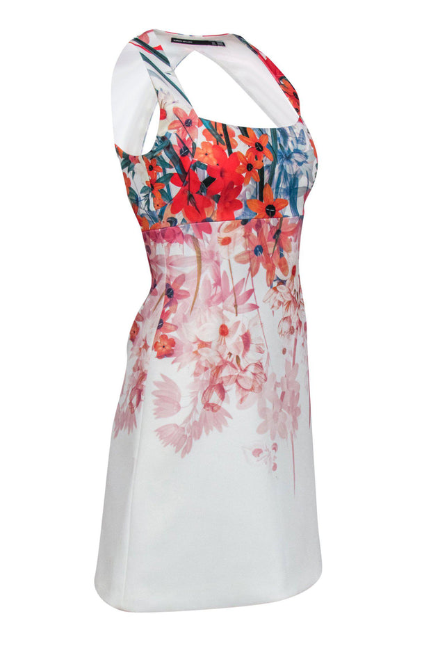 Current Boutique-Karen Millen - White Floral Print Open Back Dress Sz 2