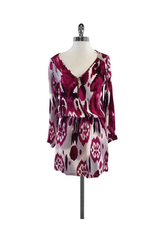 Current Boutique-Karina Grimaldi - Magenta Print Long Sleeve Dress Sz XS