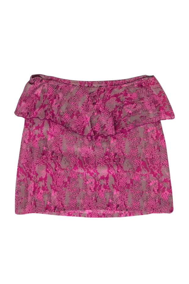 Current Boutique-Karina Grimaldi - Purple & Grey Snakeskin Print Silk Mini Skirt Sz XS