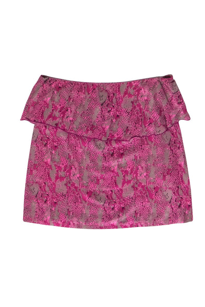 Current Boutique-Karina Grimaldi - Purple & Grey Snakeskin Print Silk Mini Skirt Sz XS