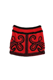 Current Boutique-Karina Grimaldi - Red Beaded Miniskirt Sz XS