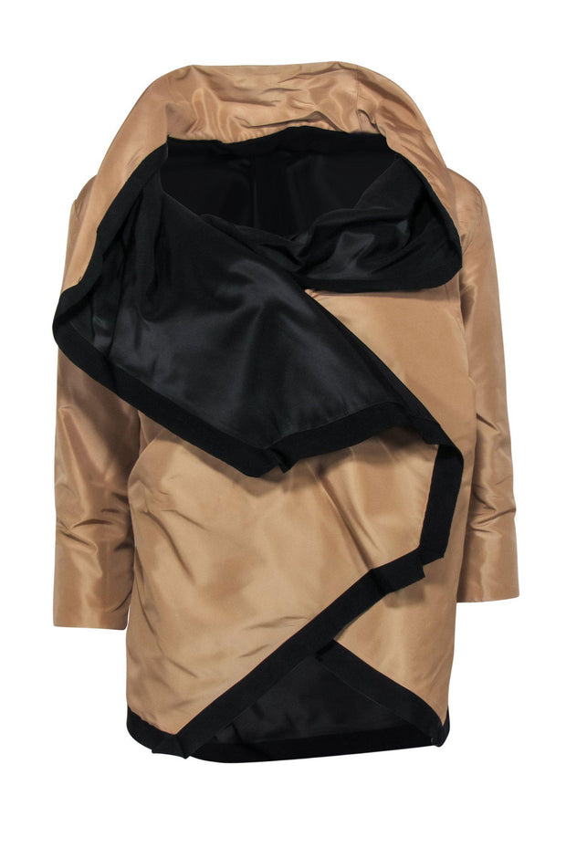 Current Boutique-Karolina Zmarlak - Tan & Black Silk Structural Jacket Sz S