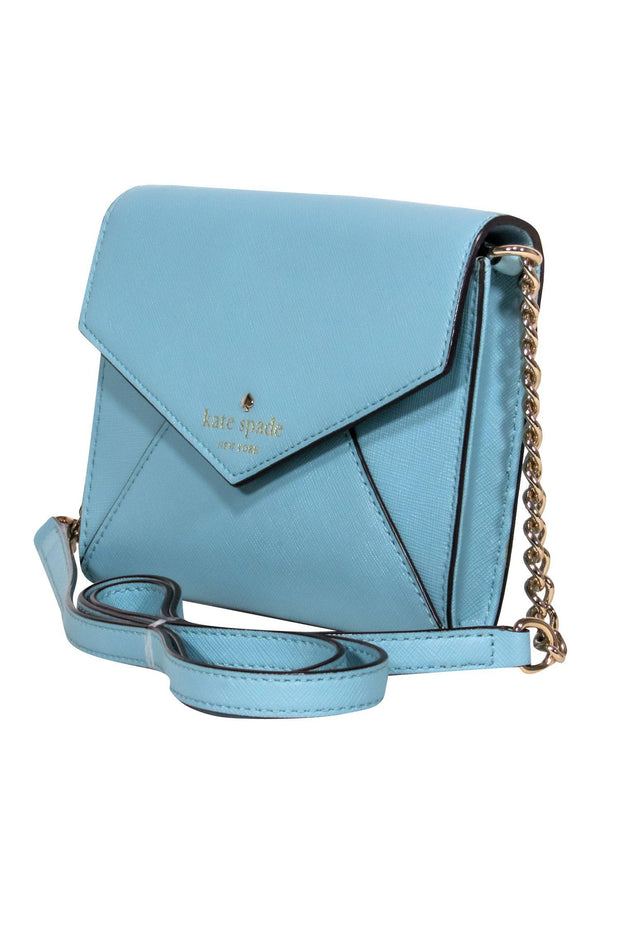 Current Boutique-Kate Spade - Baby Blue Leather Envelope Crossbody Mini Bag