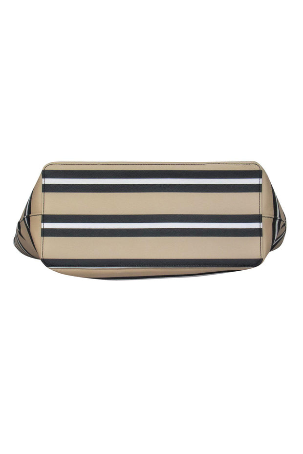 Current Boutique-Kate Spade - Beige & Black Striped Leather Tote